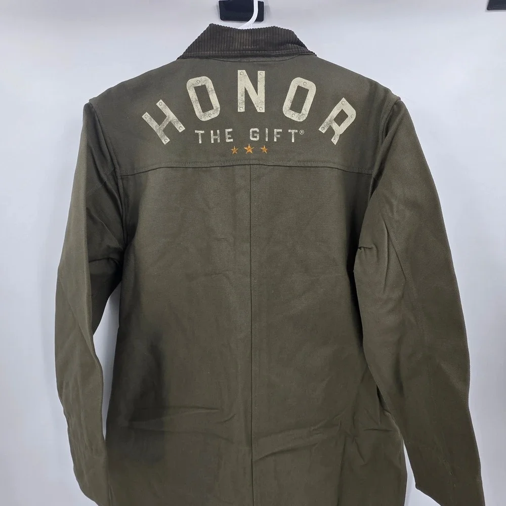 HONOR THE GIFT TRENCH COAT MENS LARGE ARMY GREEN OLIVE CANVAS CHORE STREETWEAR